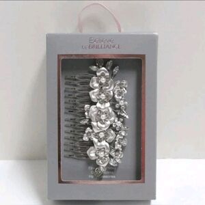 Believe by Brilliance Fine Silver Plated Cubic Zirconia Elegant Hair Comb BNIB